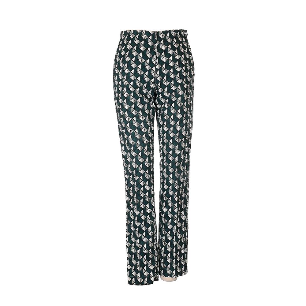 H&M Skinny Fit Geometric Print Pants Green Trousers Size 12